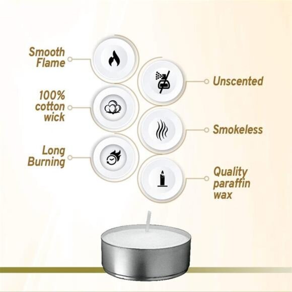 Tea Light Candles – Set of 100 Unscented Candles – Burns Aprx. 3.5 Hour - Picture 4 of 8